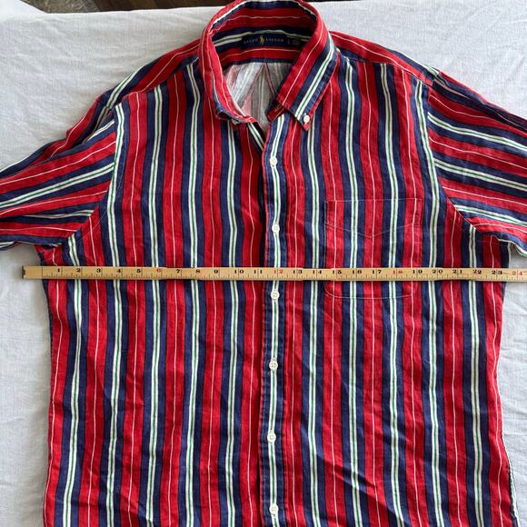 Vintage Polo Ralph Lauren Linen Button Down Men’s Collared Shirt‎ Stripe Large - Picture 6 of 8